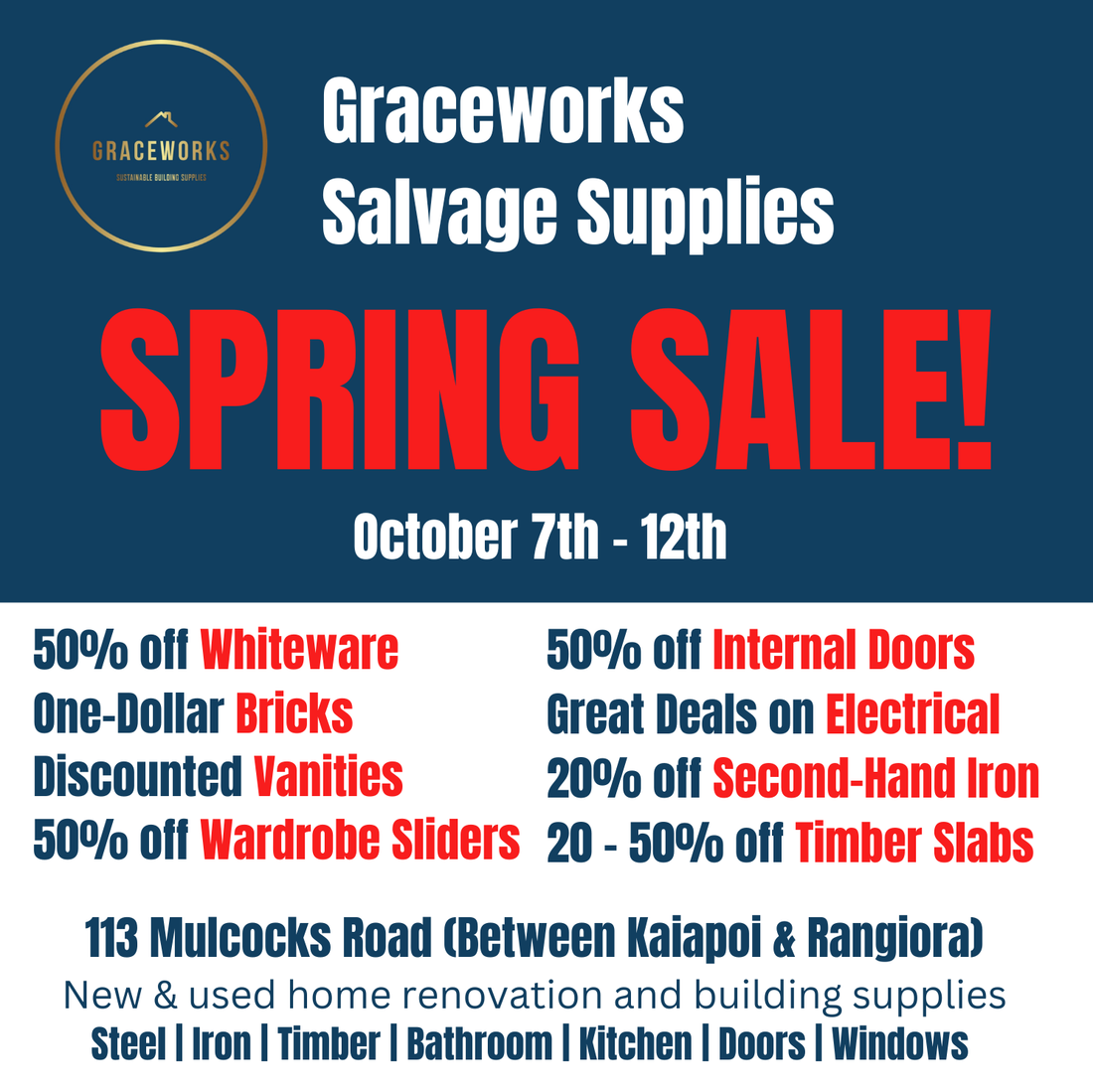 Spring Sale! 7th- 12th October